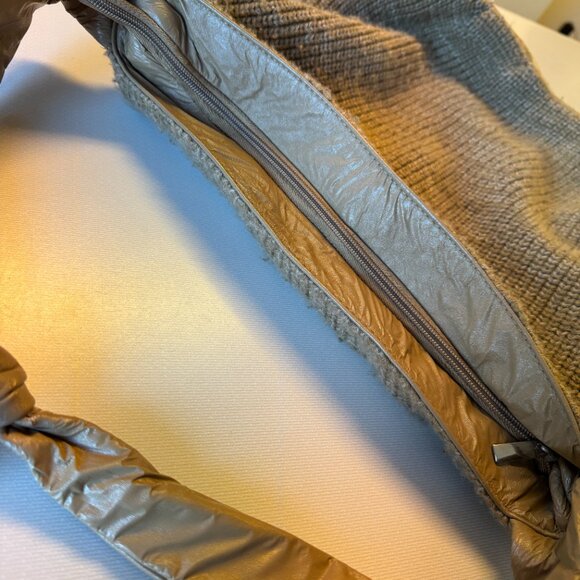 Aldo Hobo Purse Brown Knit Faux Crinkle Leather Shoulder Strap Boho - Picture 4 of 12